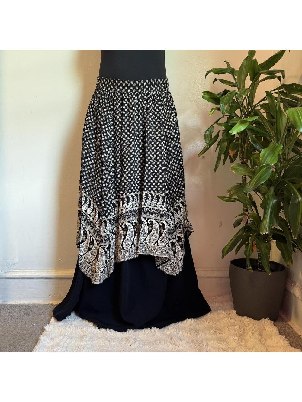 Y2K American Eagle Paisley Handkerchief Hem Maxi Skirt size S